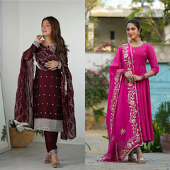 2 Combo Suit Set With Dupatta